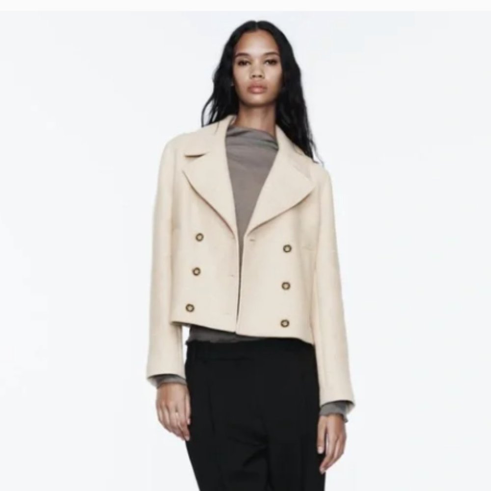 NWOT ZARA Wool Double Breasted Short Coat